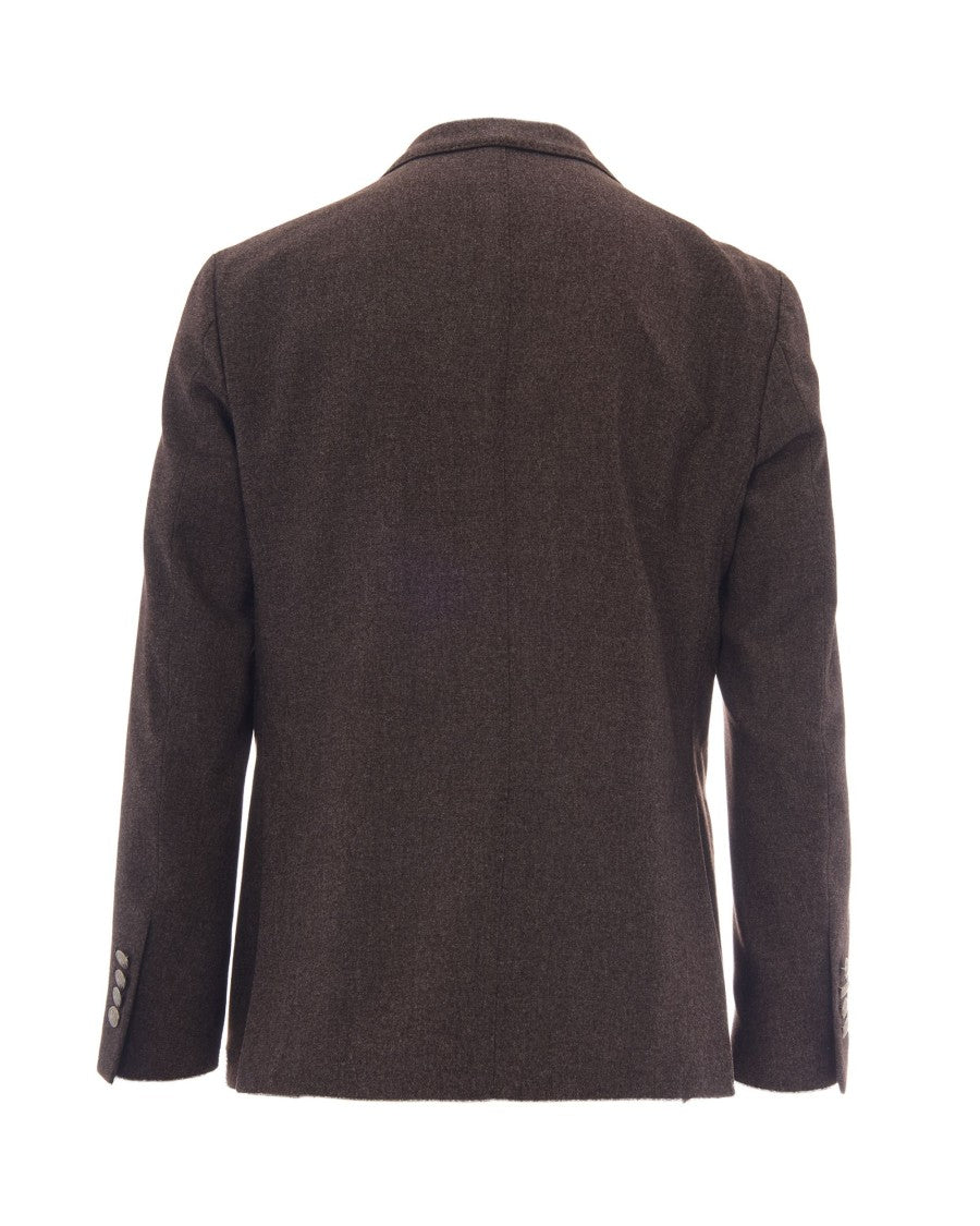 Eleventy Double-Breasted Jacket With Notch Lapel And Metallic Buttons