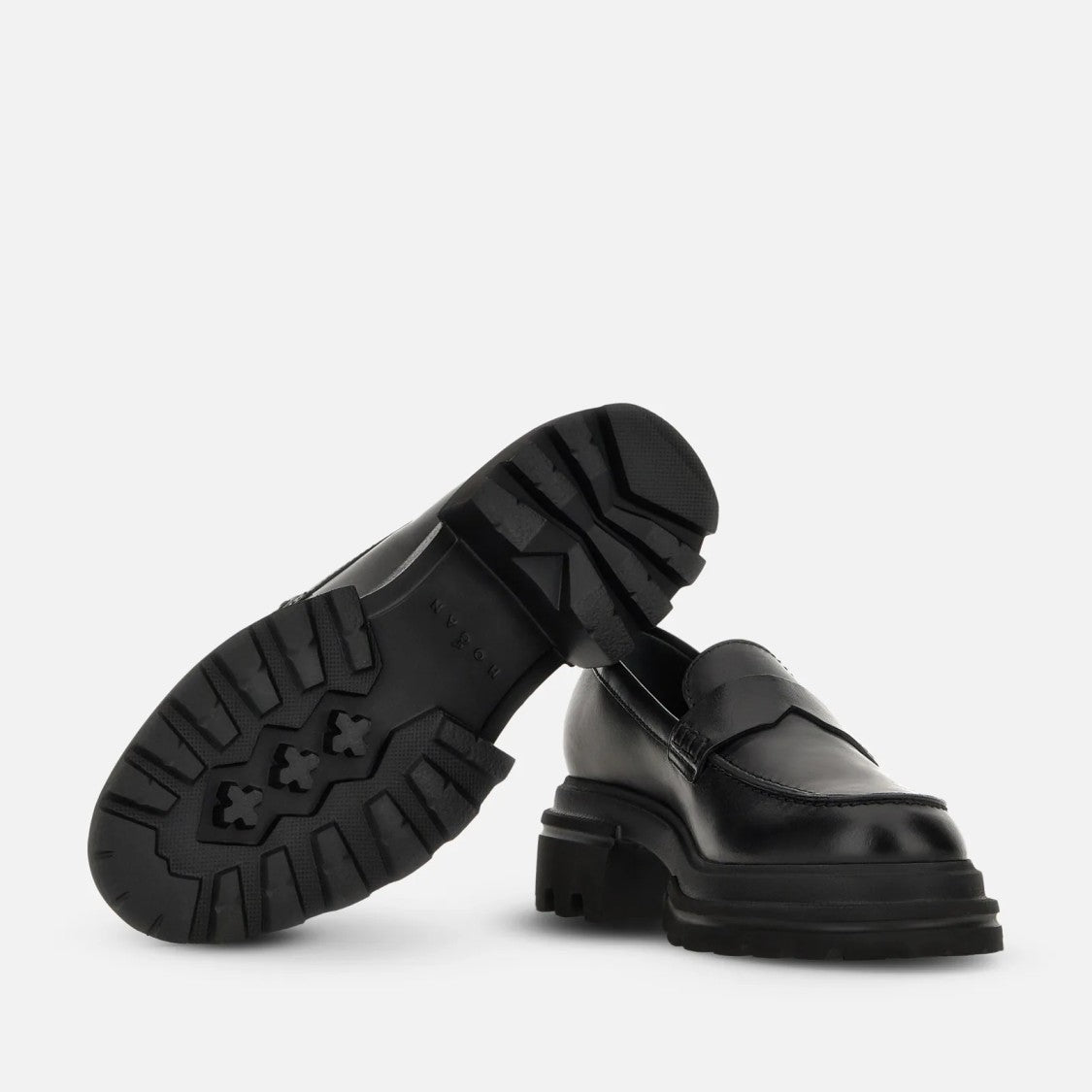 Hogan Luxe Black Calfskin Loafers With Refined Details