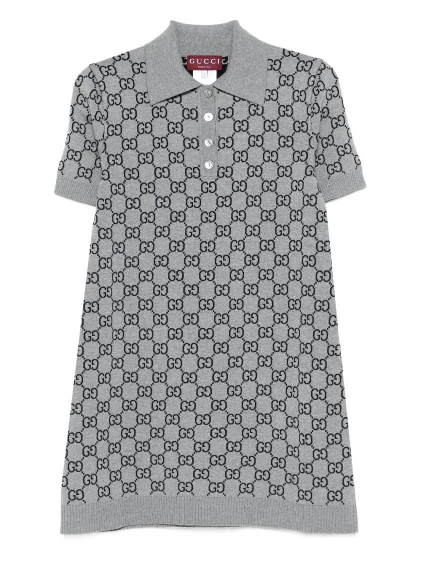 Gucci Grey Jacquard Polo Dress