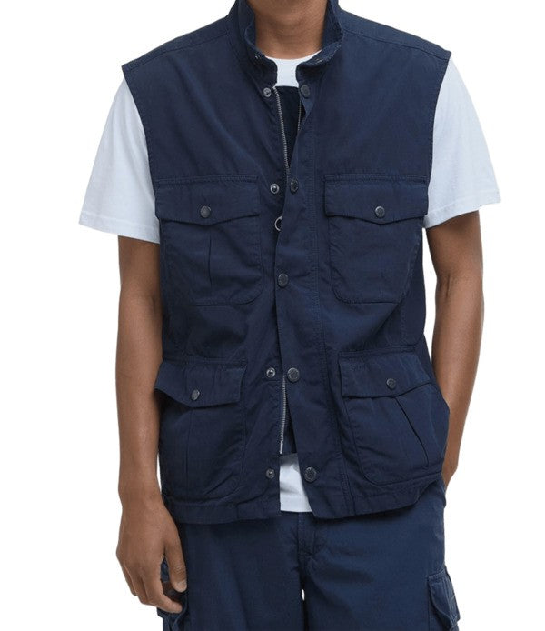 Barbour Utility-Inspired Blue Gilet With Embroidered Logo
