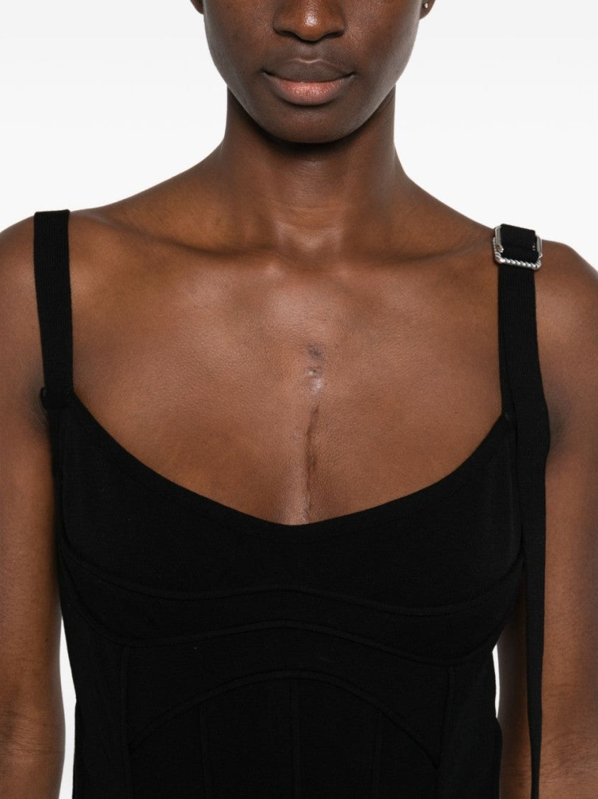 The Attico Fitted Midi Dress With Silver Buckle Detail