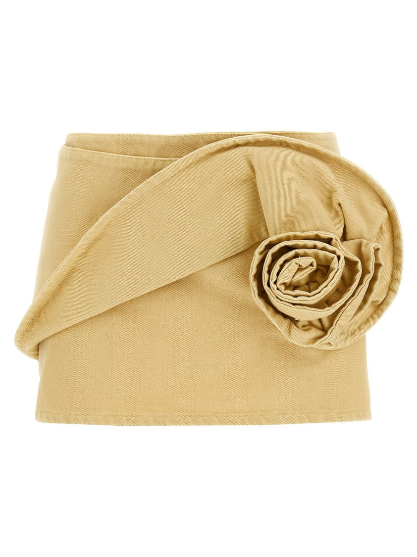 Magda Butrym Cotton Denim Miniskirt With 3D Floral Detail