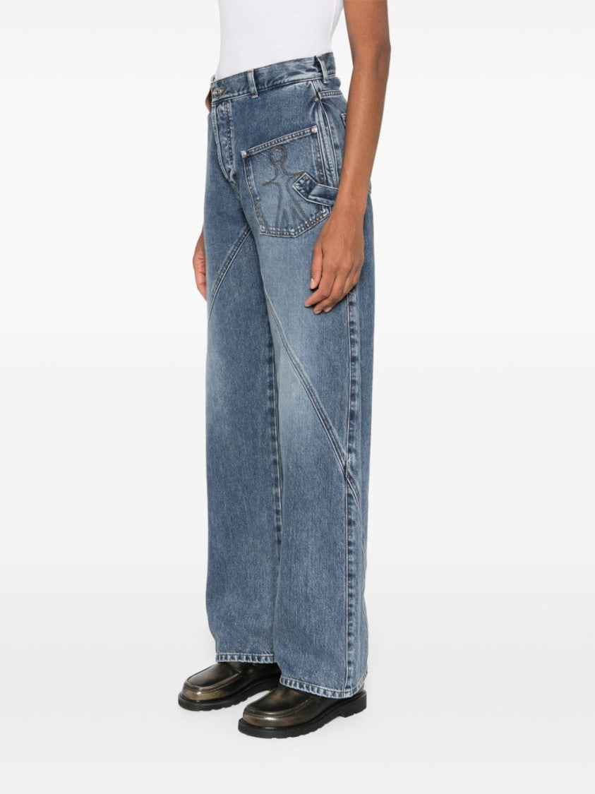 J. W. Anderson Wide-Leg Denim Jeans With Diagonal Seam Detailing