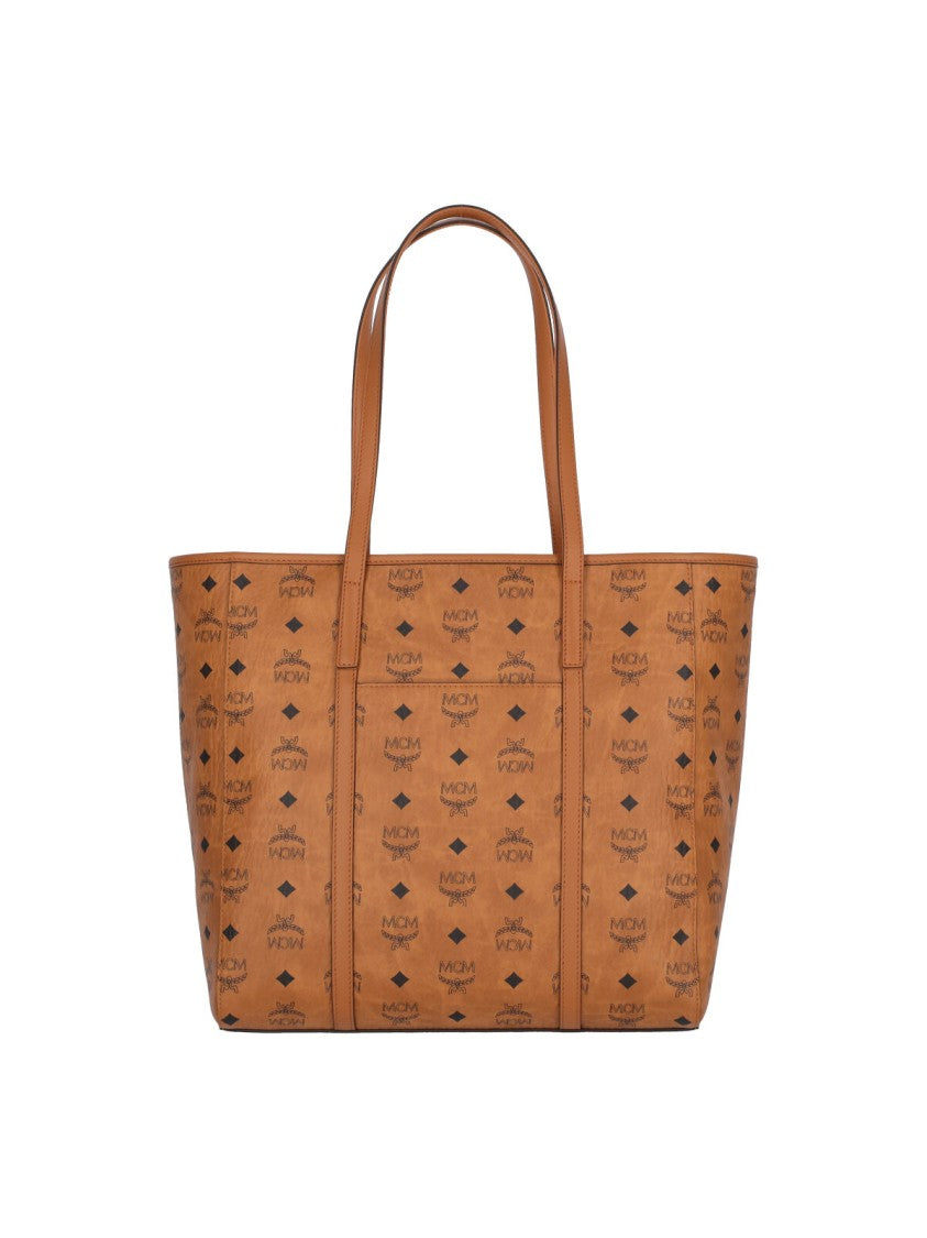 Mcm Visetos Brown Logo Tote Bag