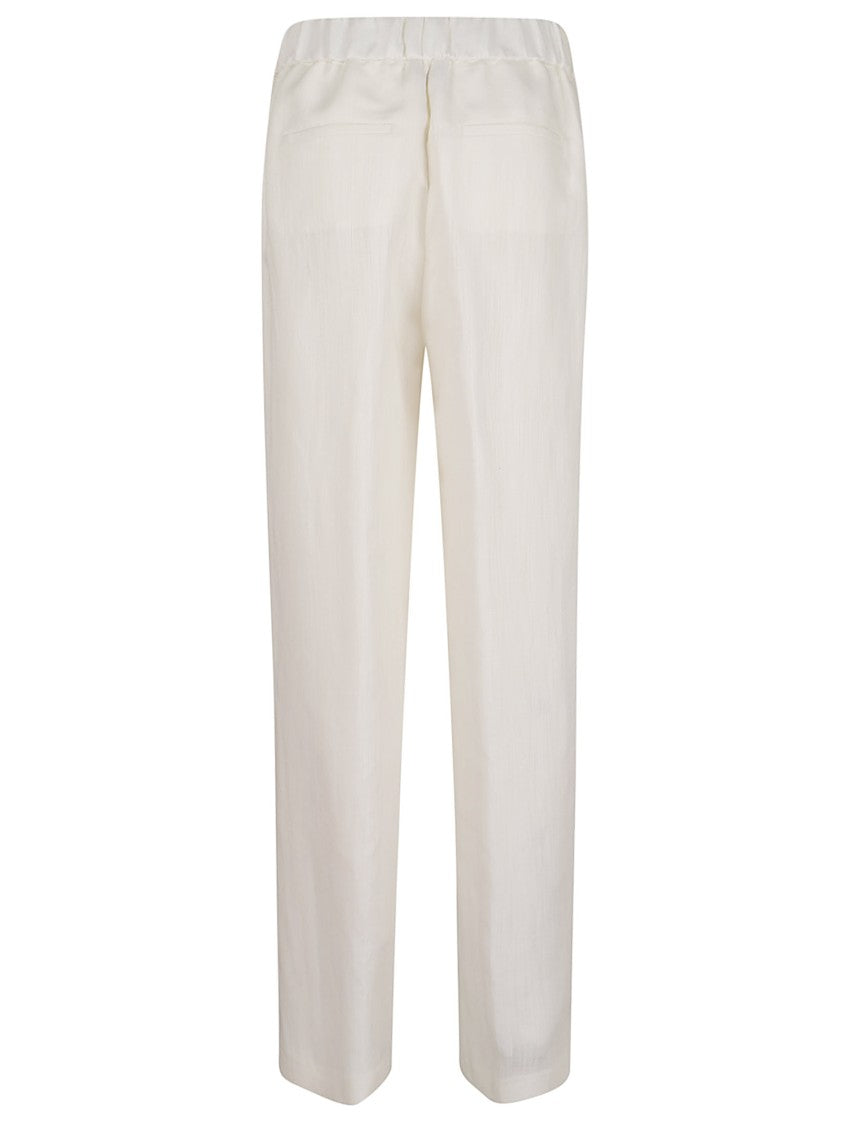 Peserico Straight-Leg Trousers With Elastic Waist And Luminous Flax Fabric