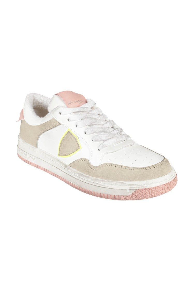 Philippe Model White And Pink Lyon Low Sneakers
