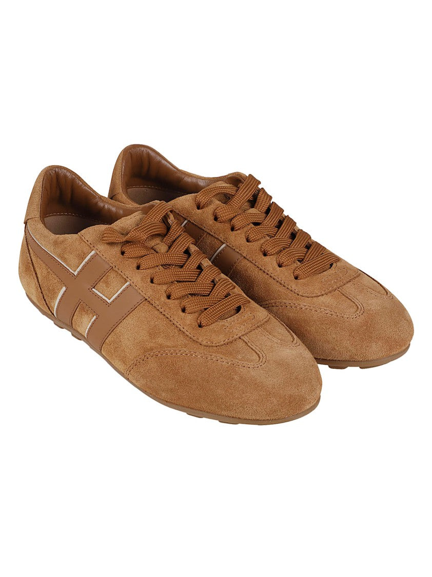 Hogan Brown H693 Calf Leather Low-Profile Sneakers