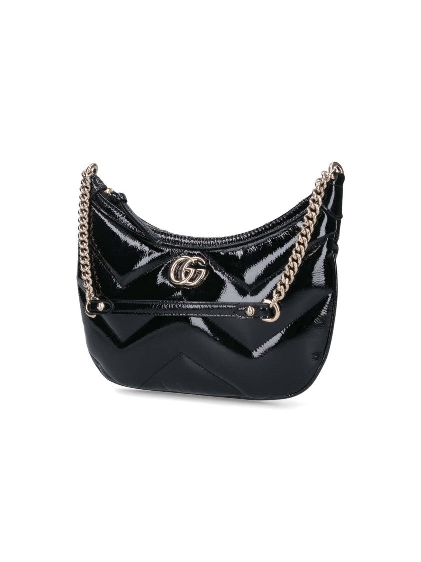 Gucci Small Quilted Chevron Shoulder Bag With Gold Accents