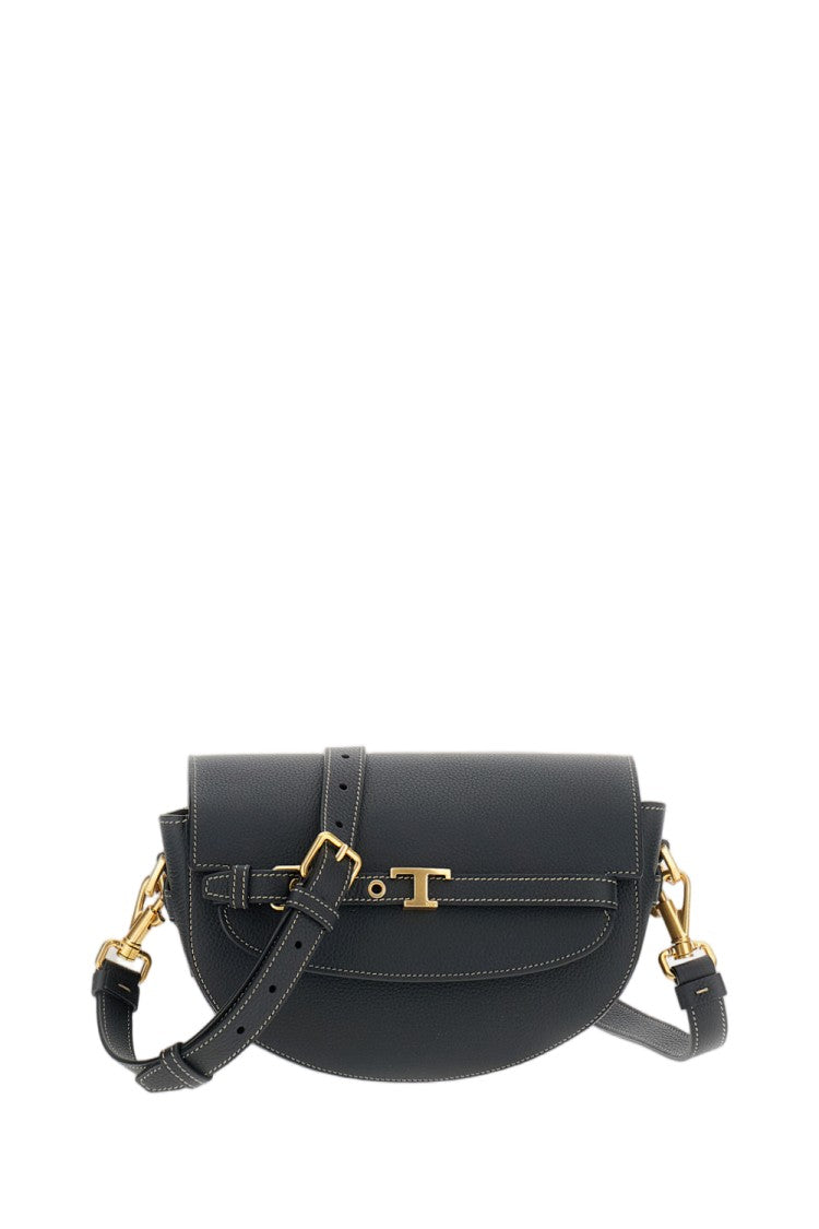 Tod's Black Leather Half Moon Tim Shoulder Bag