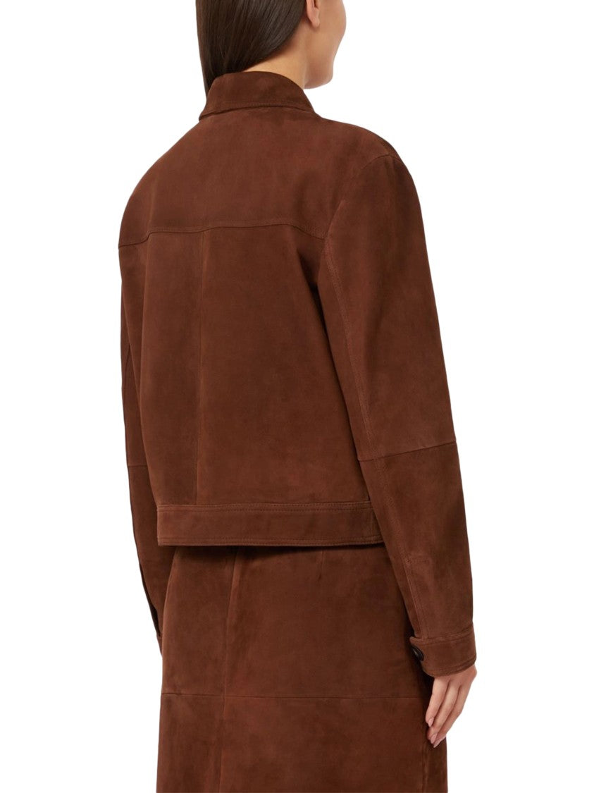Max Mara Cropped Lamb Leather Jacket With Suede Finish