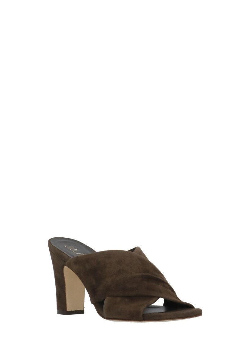 Juilie Dee Brown Crossed Bands Suede Sandals