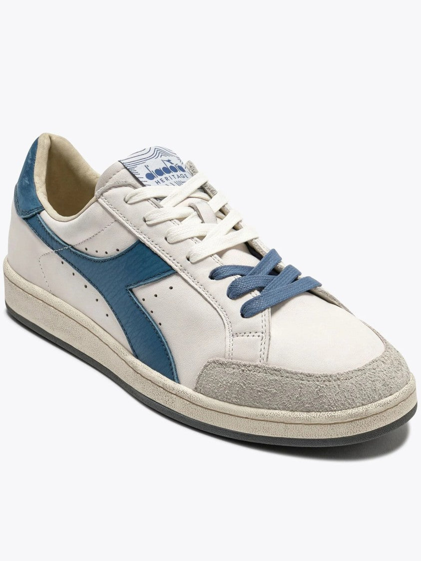 Diadora Prestige White Blue Side Stripe Sneakers