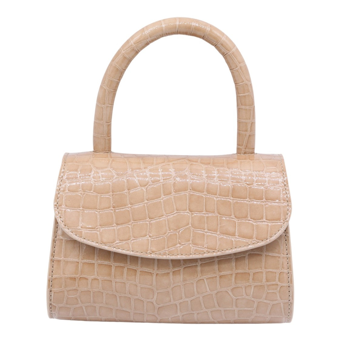 By Far Glossy Crocodile-Embossed Handbag