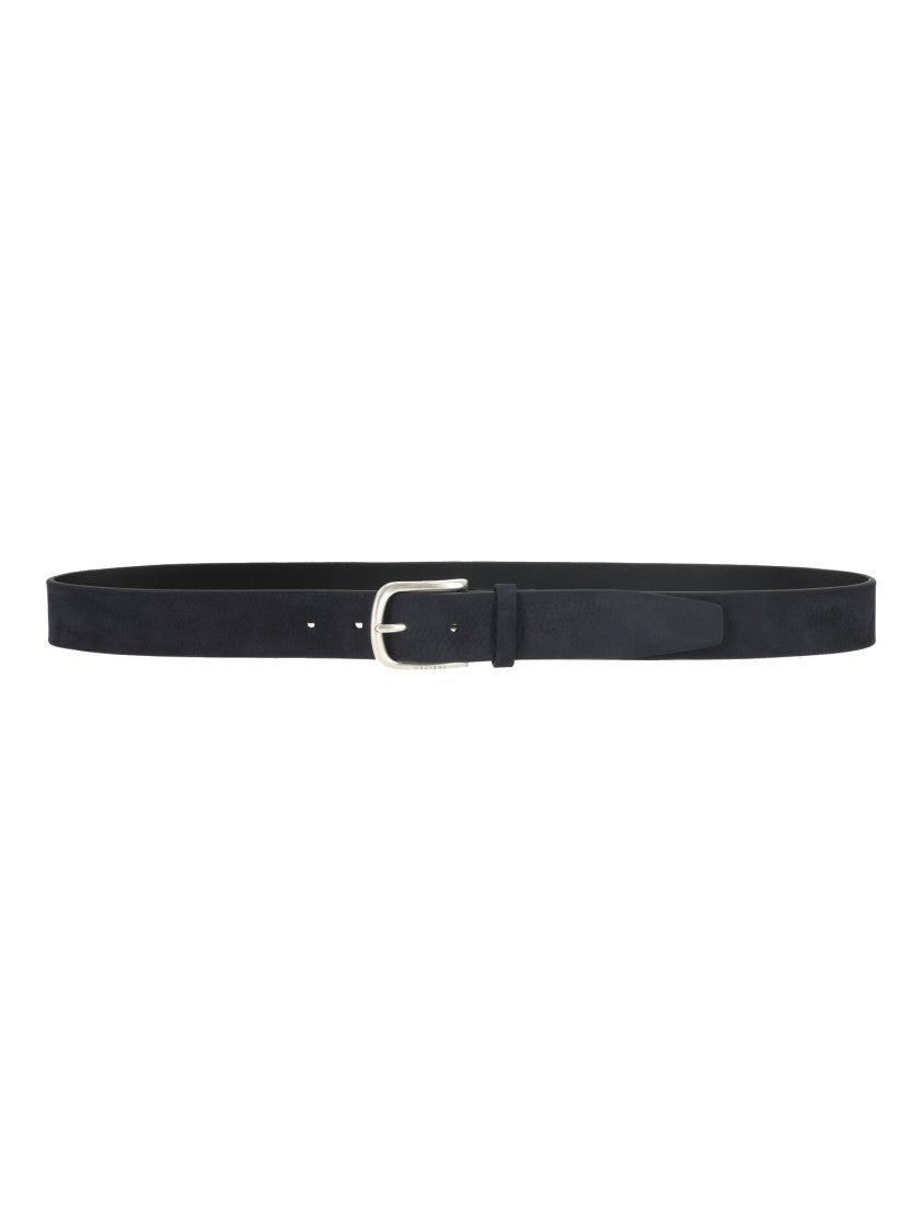 Claudio Orciani Black Nabucco Minimalist Silver-Buckle Leather Belt