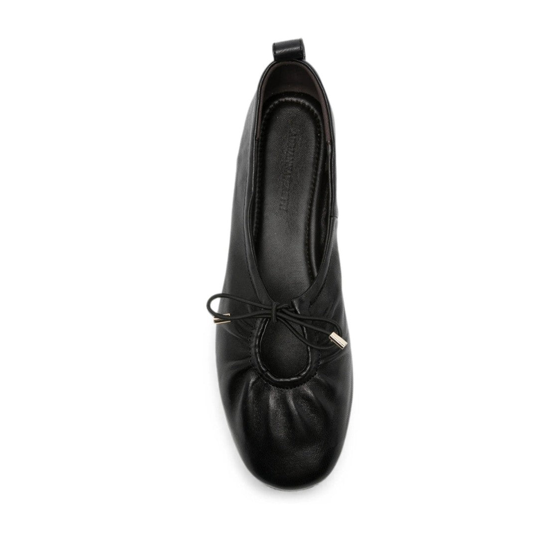 Adrianna Feretti Black Rounded Toe Bow Detail Leather Flats
