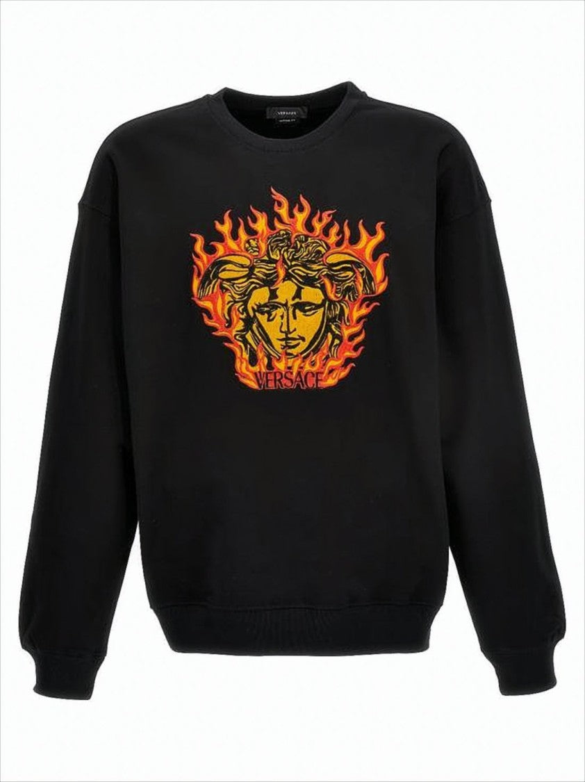 Versace Graphic-Print Long-Sleeve T-Shirt With Ribbed Cuffs
