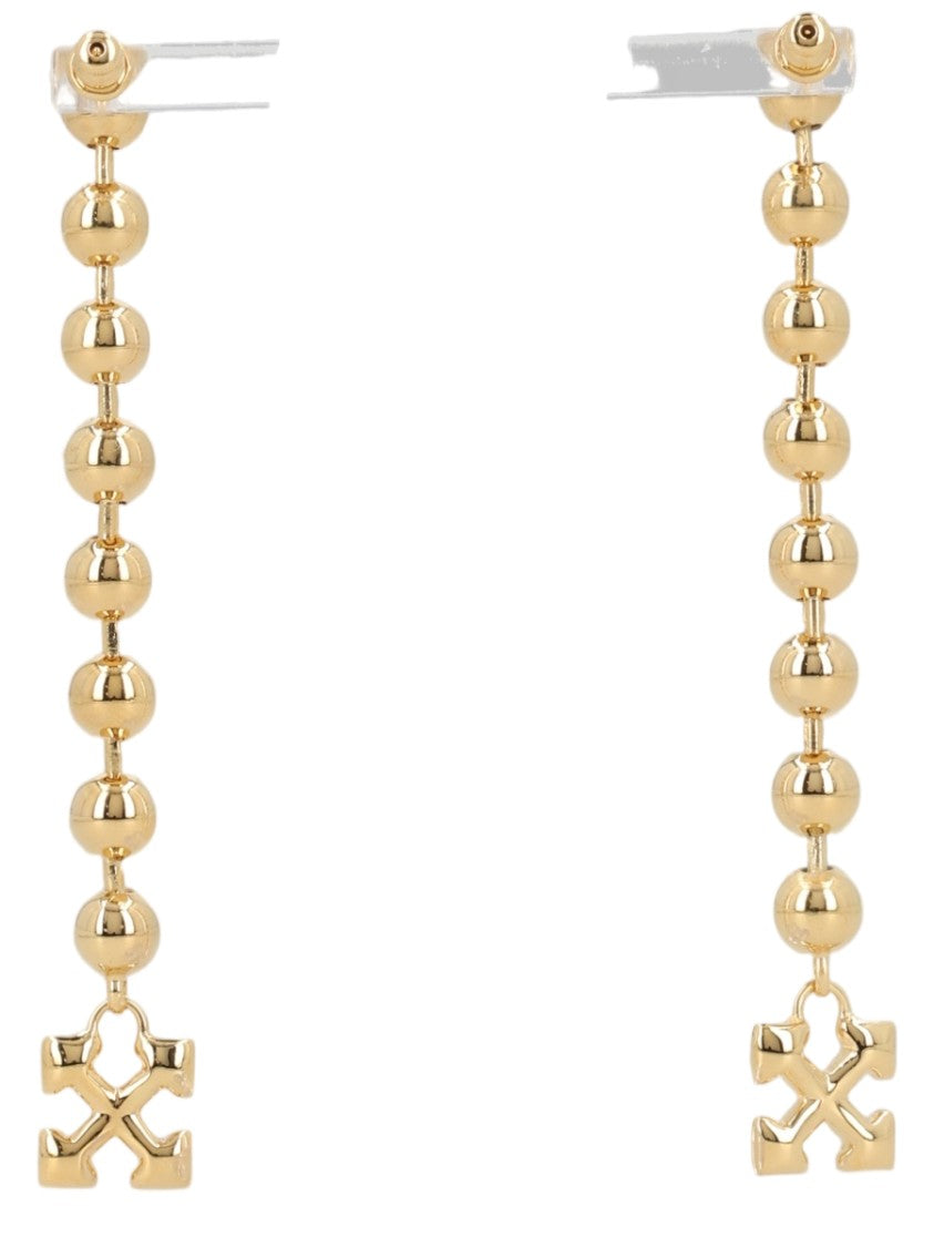Off-White Gold Cross Charm Brass Earrings