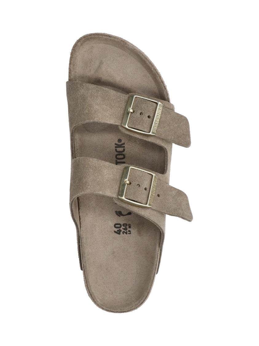 Birkenstock Taupe Arizona Suede Double Strap Sandals