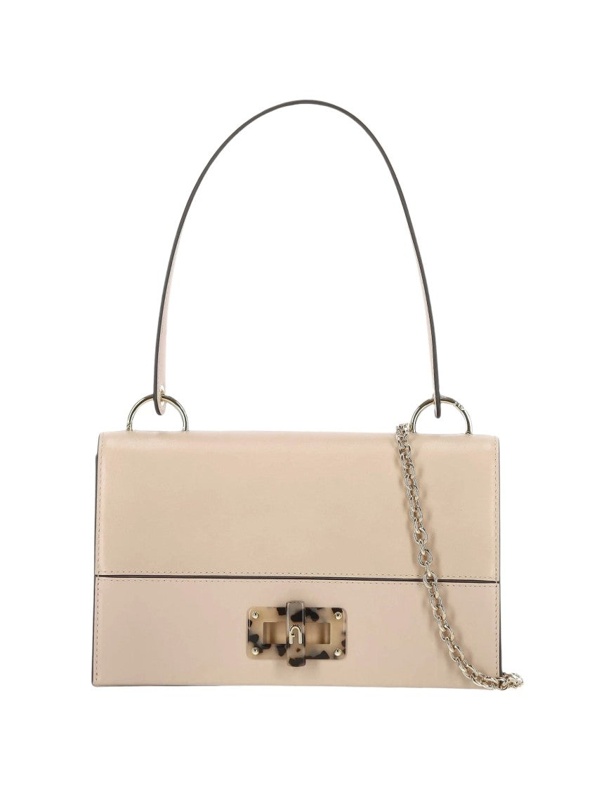 Furla Rectangular Fine Grain Leather Crossbody Bag With Gold-Colored Hardware
