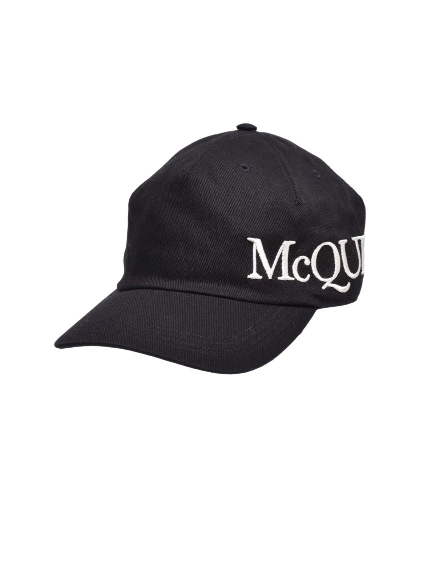 Alexander Mcqueen Black Six-Panel Embroidered Cotton Hat