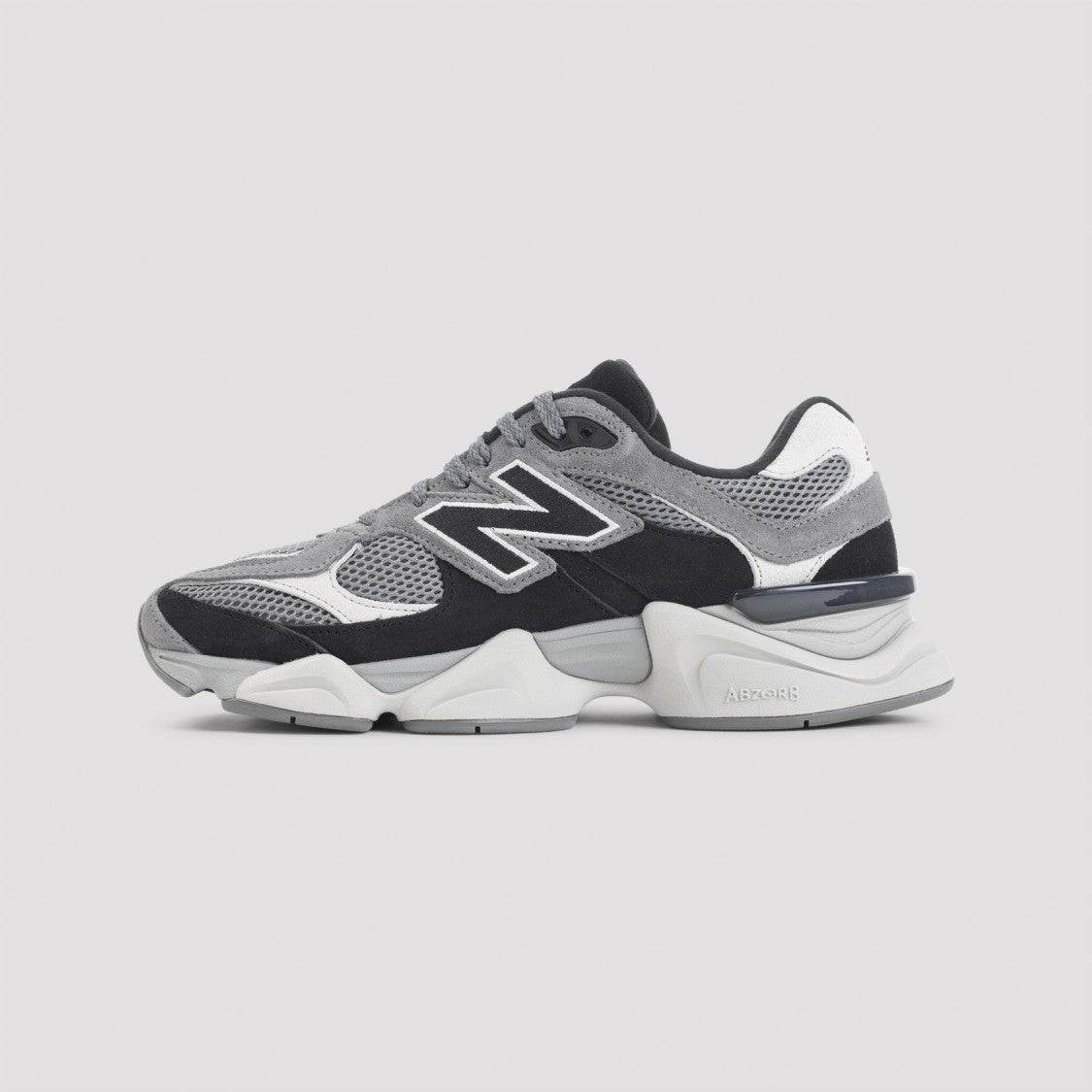 New Balance 9060 Grey And Black Leather Sneakers