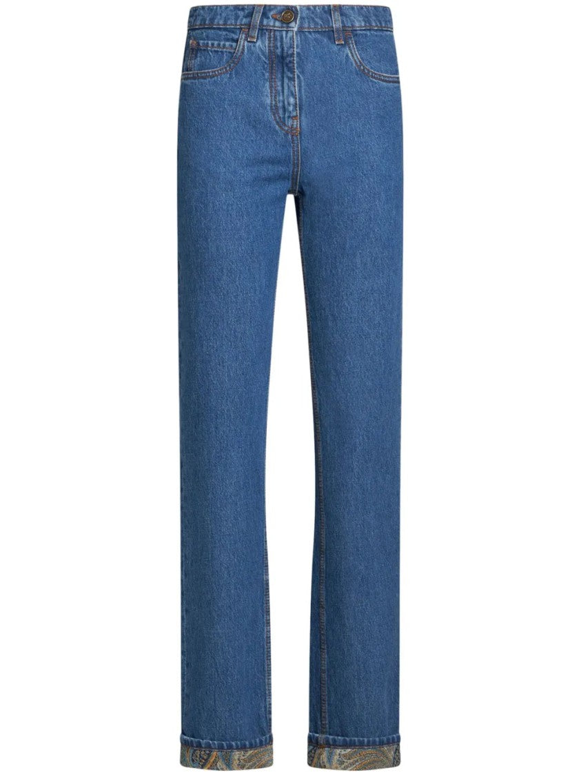 Etro Blue Mid-Blue Straight-Leg Cotton Jeans