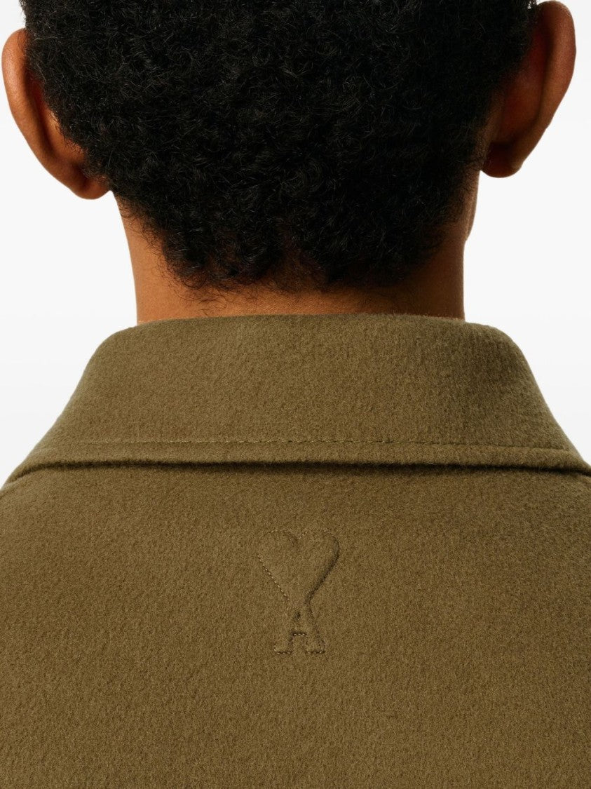 Ami Paris Brown Green Embossed Logo Patch Jacket