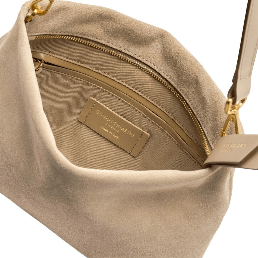 Gianni Chiarini Nude Suede Handbag