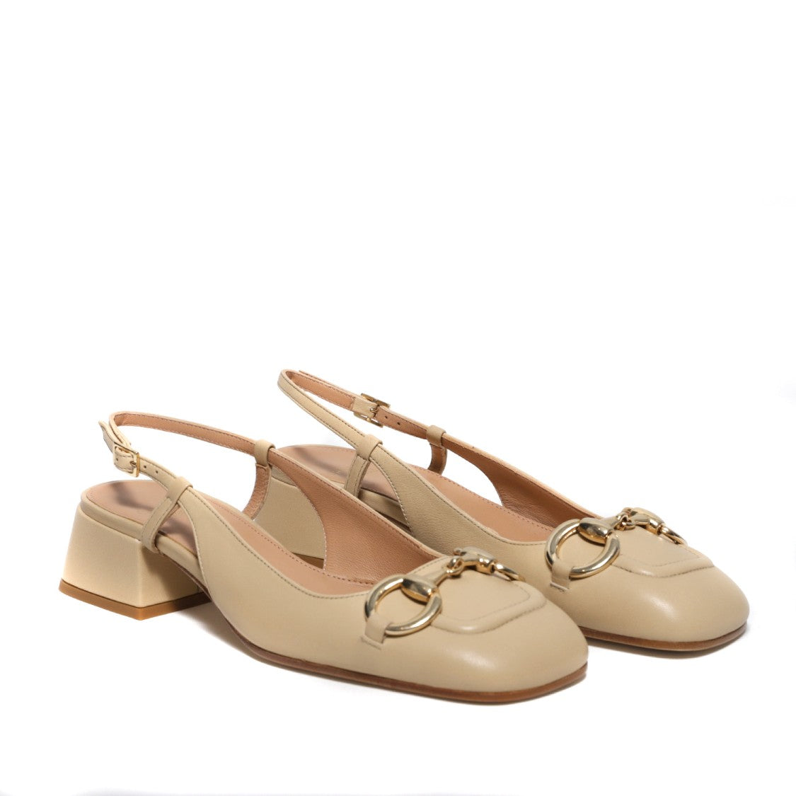 Chantal Slingback In Soft Beige Leather