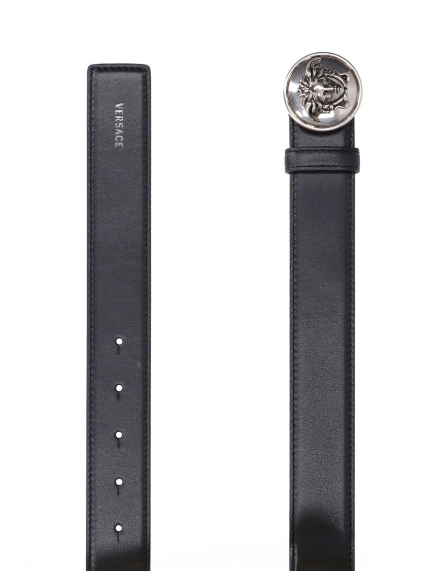 Versace Black Medusa Biggie Calf Leather Belt
