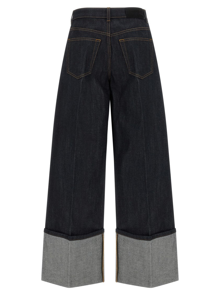 Givenchy Flared Black Denim Jeans With Stitched Turn-Up And Contrast Stitching