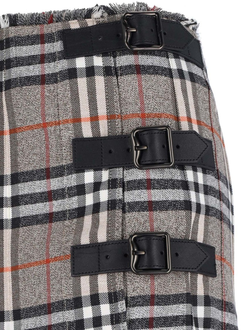 Burberry Check Midi Skirt – Brown