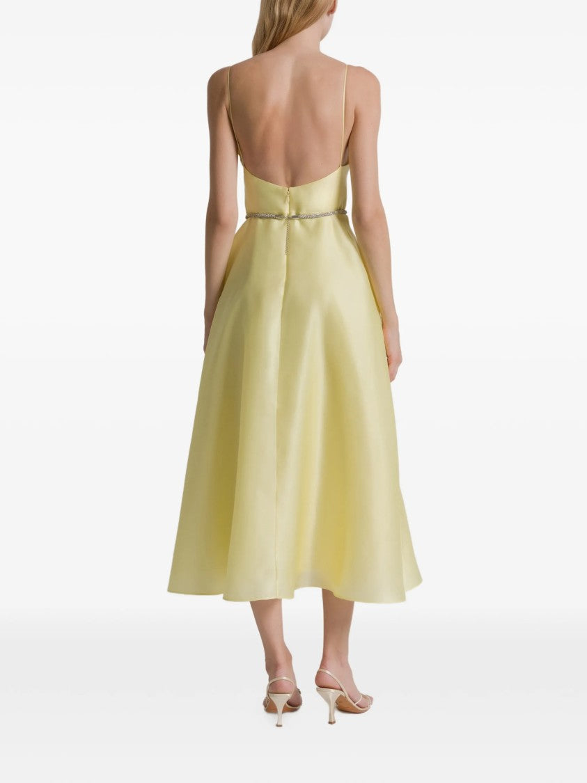 Alberta Ferretti Black Abito Midi Flared Silk Dress