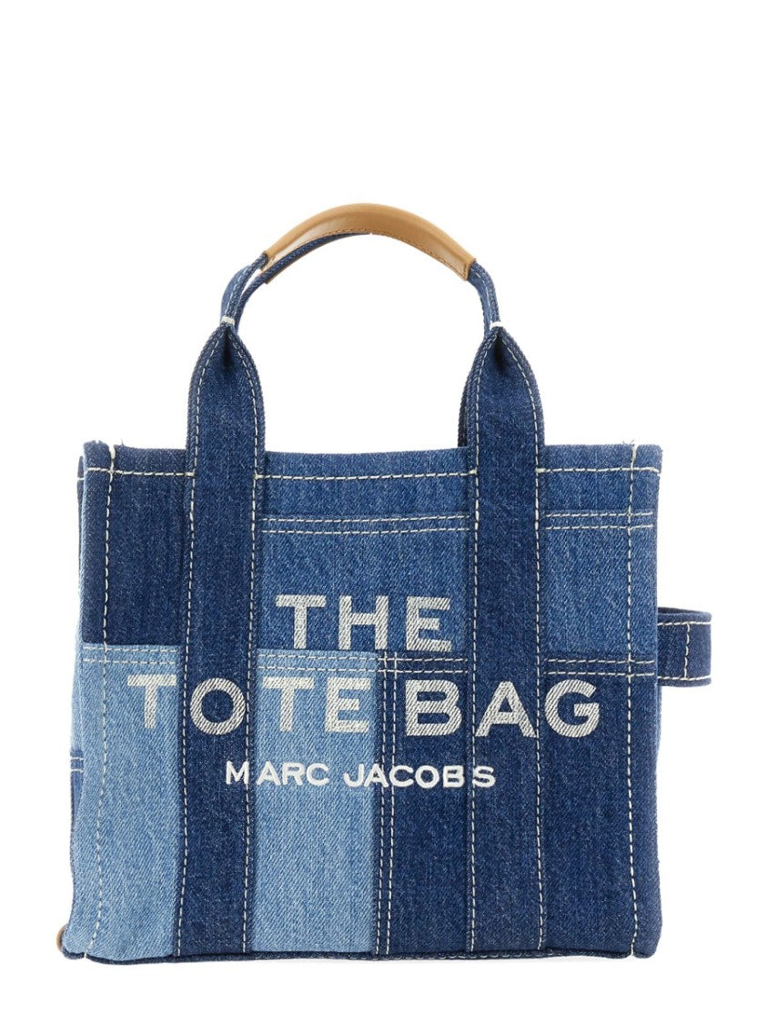 Marc Jacobs Blue Denim Patchwork Small Logo Tote Bag