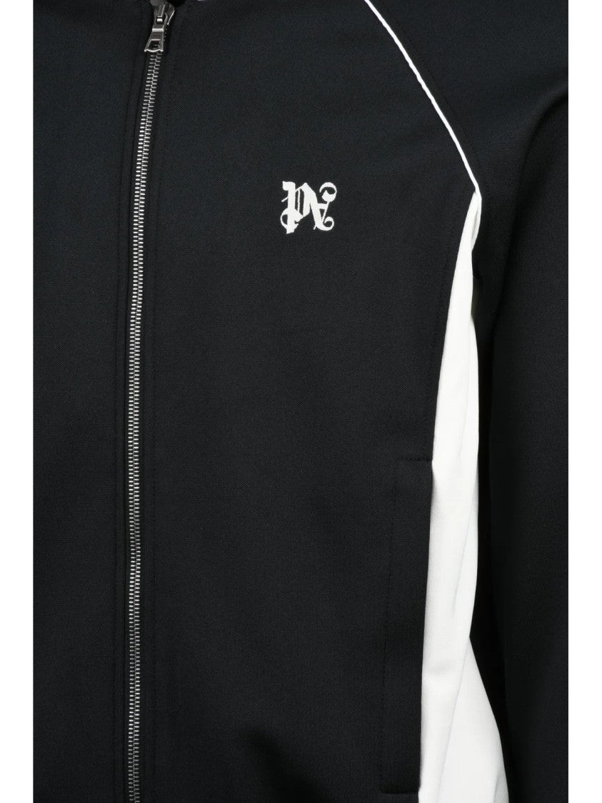 Palm Angels Versatile Zip-Closure Sweatshirt Jacket With Contrasting Panels