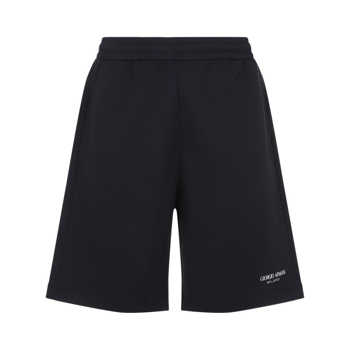 Giorgio Armani Navy Blue Polyamide Bermuda Shorts With Concealed Drawstring