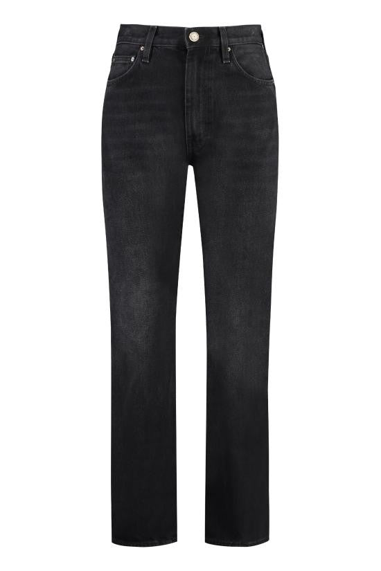 Totême Straight-Leg Black Denim Pants With Vintage Finish