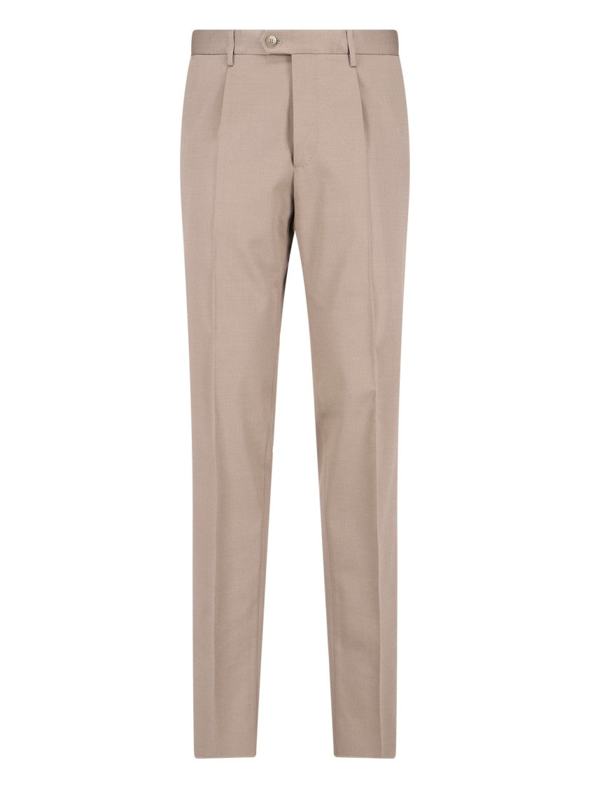 Tagliatore Beige Dress Shirt With Classic Collar And Button-Down Front