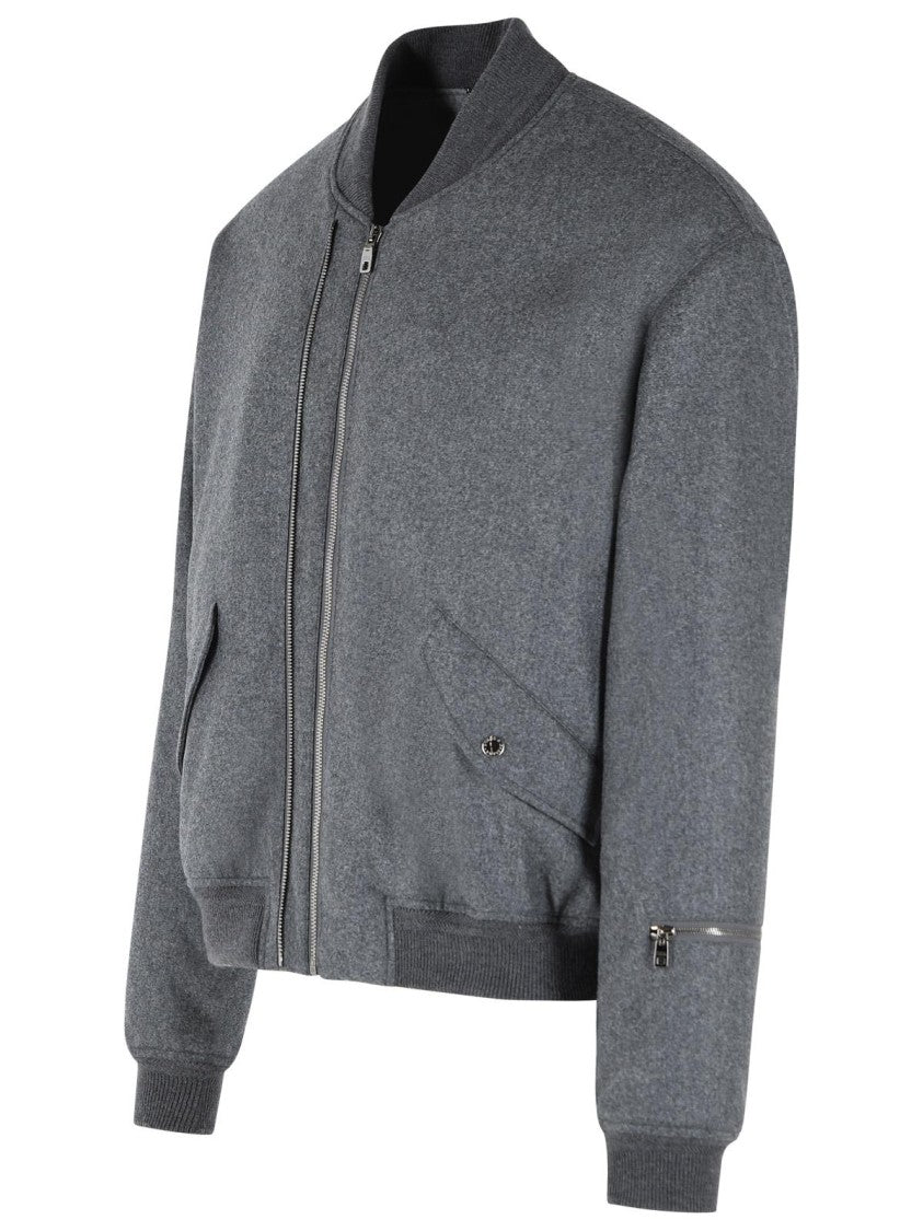Dolce & Gabbana Grey Virgin Wool Bomber Jacket