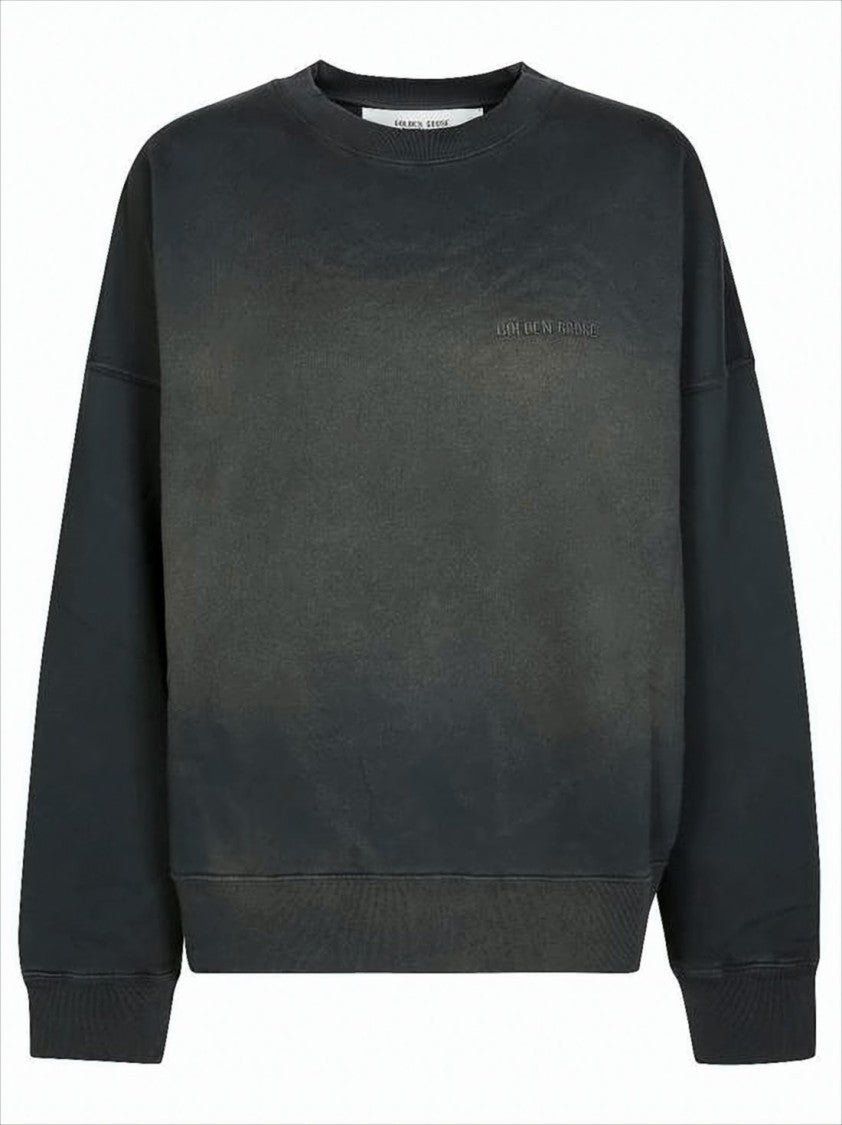 Golden Goose Faded Black Long-Sleeve Sweatshirt With Minimalist Embroidery