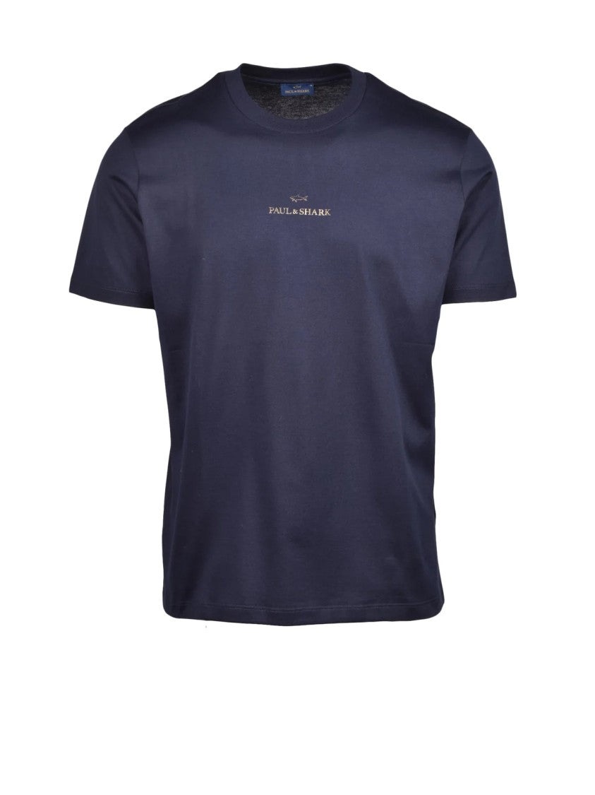 Paul & Shark Classic Blue T-Shirt With Gold Detailing