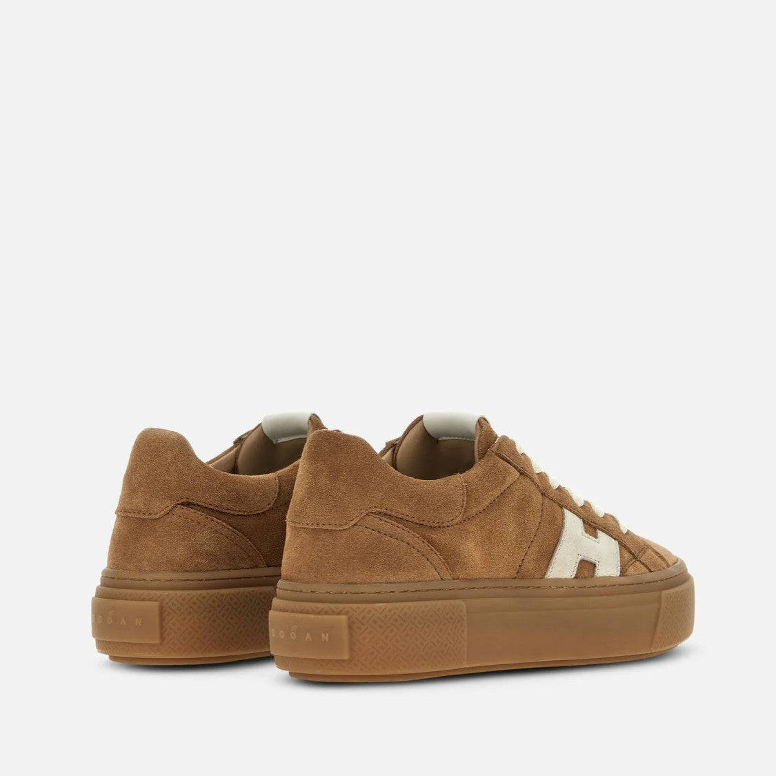 Hogan Warm Brown Suede Elevated Platform Sneakers
