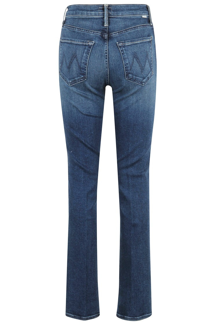Mother Mid-Rise Blue Jeans With Five-Pocket Design