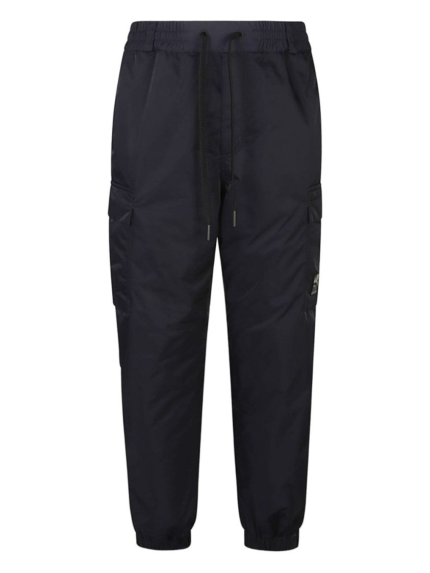Moncler Grenoble Mid-Rise Blue Cargo Pants With Adjustable Waistband