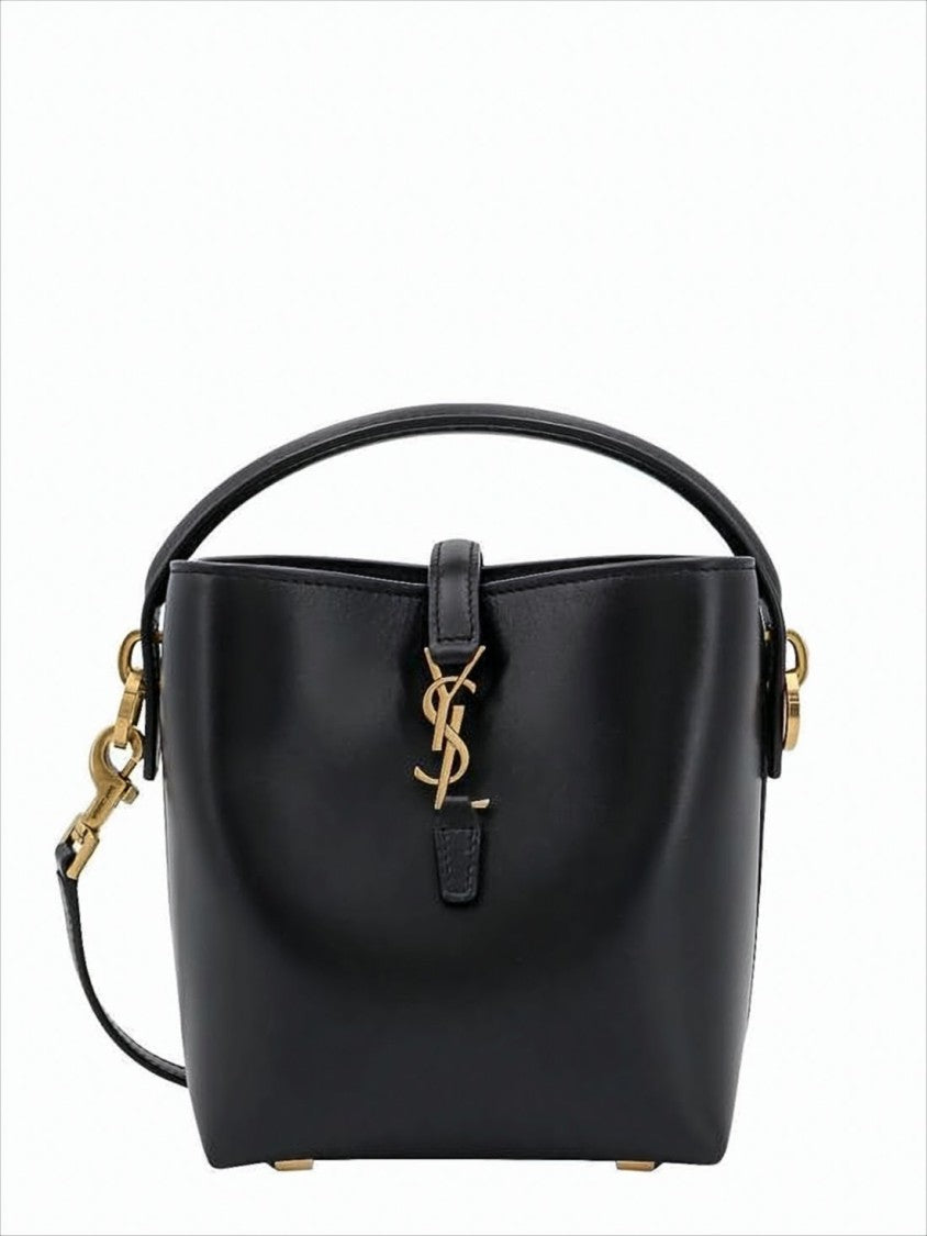 Saint Laurent Structured Black Lambskin Tote Bag