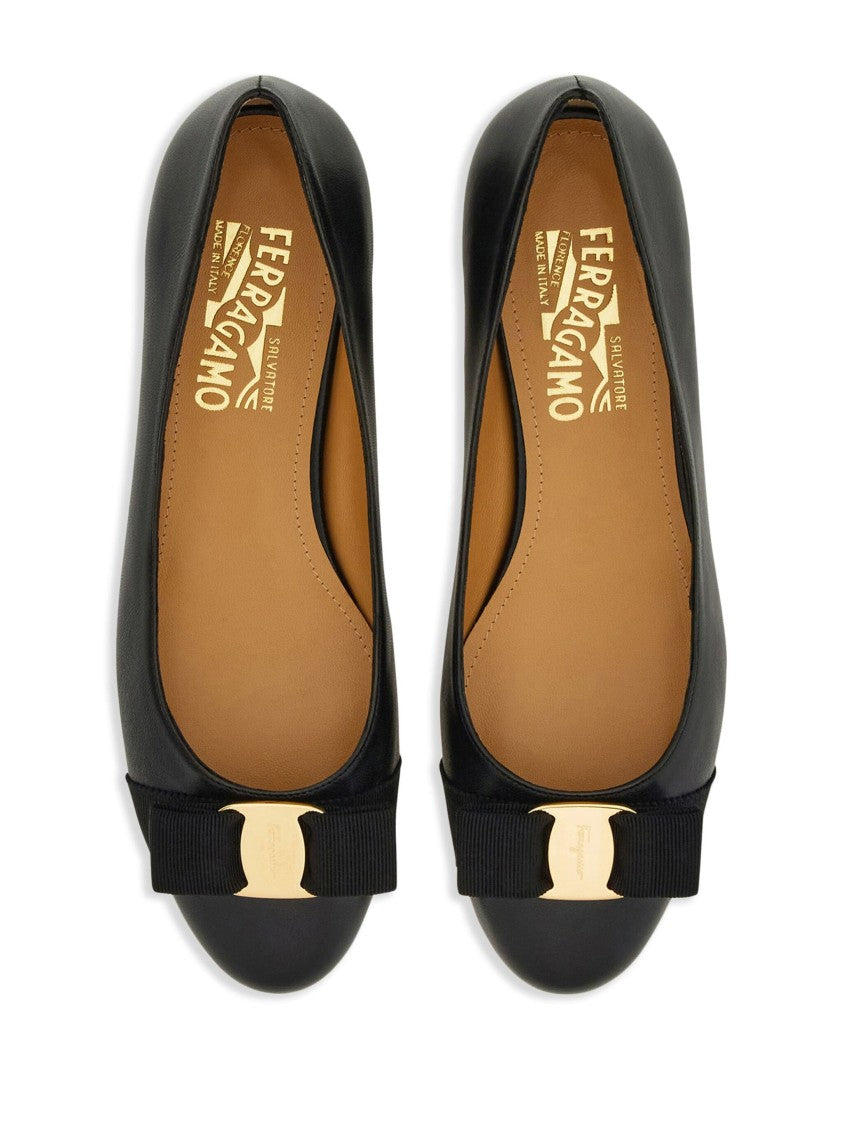 Salvatore Ferragamo Black Varina Soft Nappa Leather Ballerinas