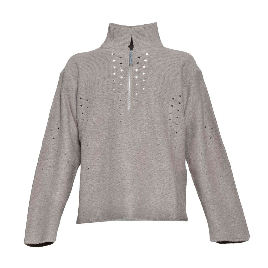 Roa Grey Mohair Knit Polo Sweater