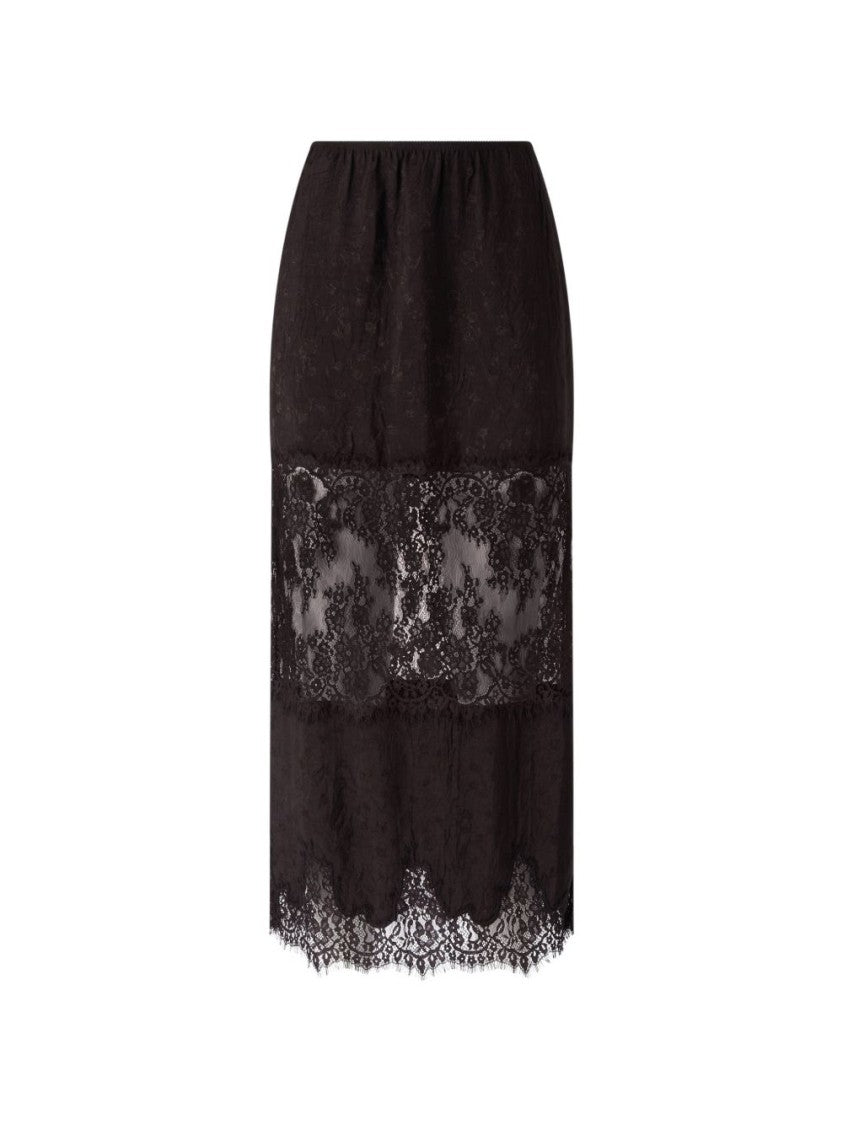 Pinko Black Fitted Lace Scalloped Hem Skirt