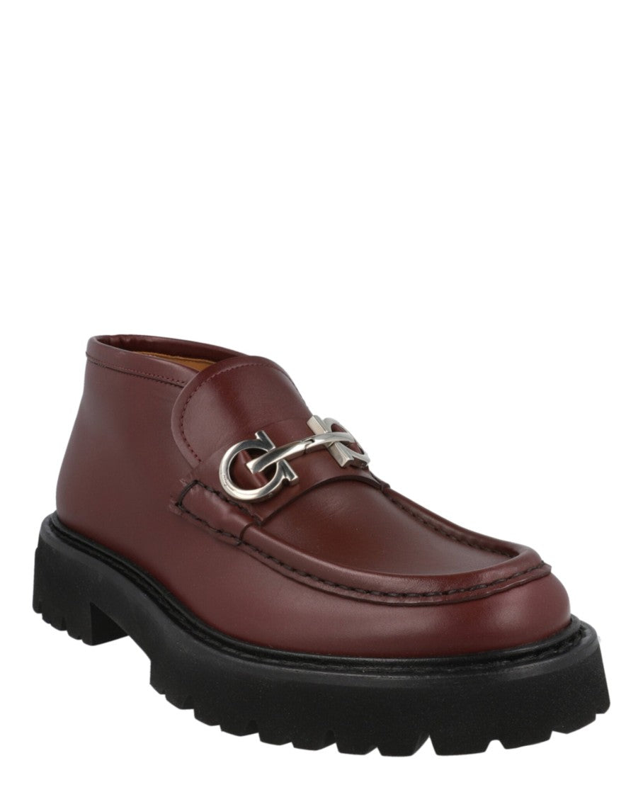 Ferragamo Gancini Ankle Boots With Block Heel And Rugged Sole