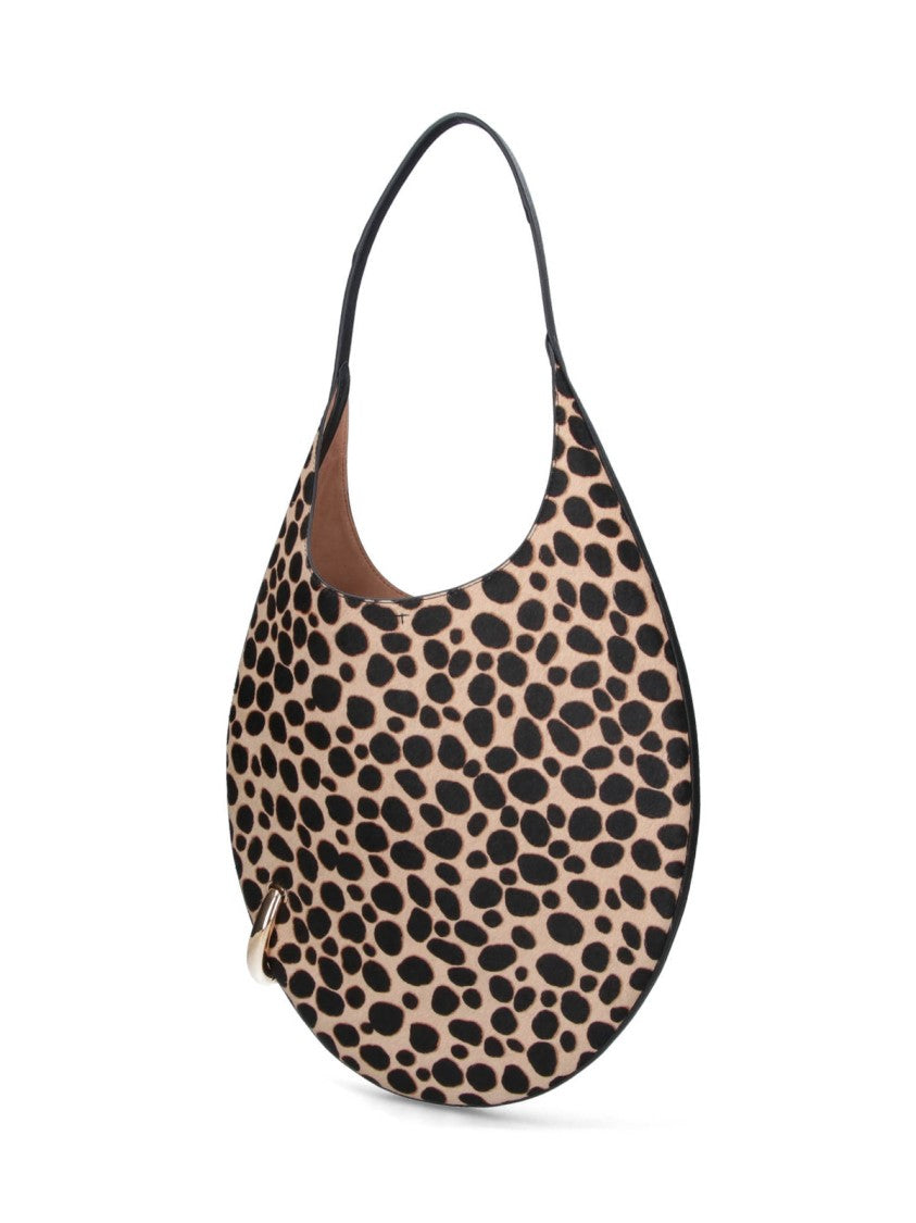 Tory Burch Crescent-Shaped Handbag With Bold Spotted Pattern